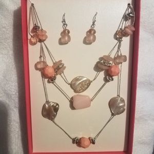 Women's Pink Stone Jewelry Set